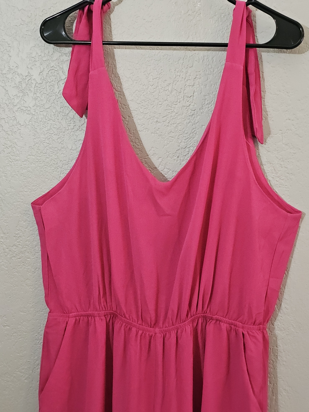Belongsci Wide Leg Jumpsuit - Fuchsia Pink Tie-Strap Womens XL - Picture 2 of 8
